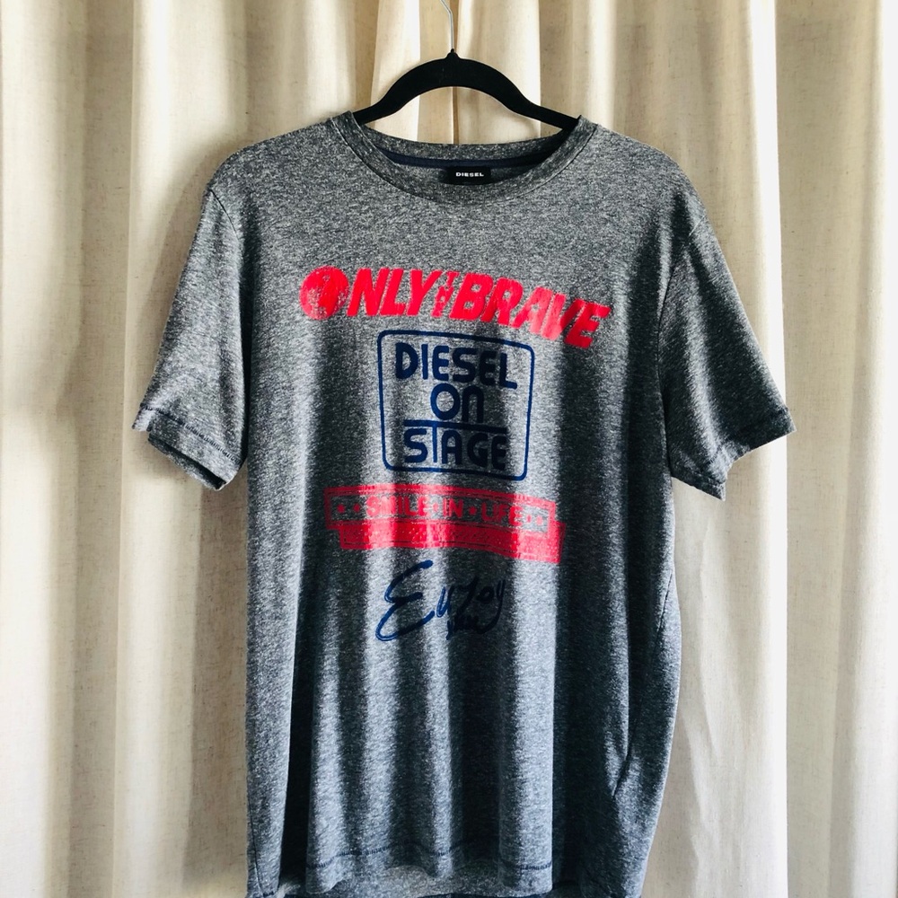 Diesel Men's Grey 'Only the Brave' Graphic Tee